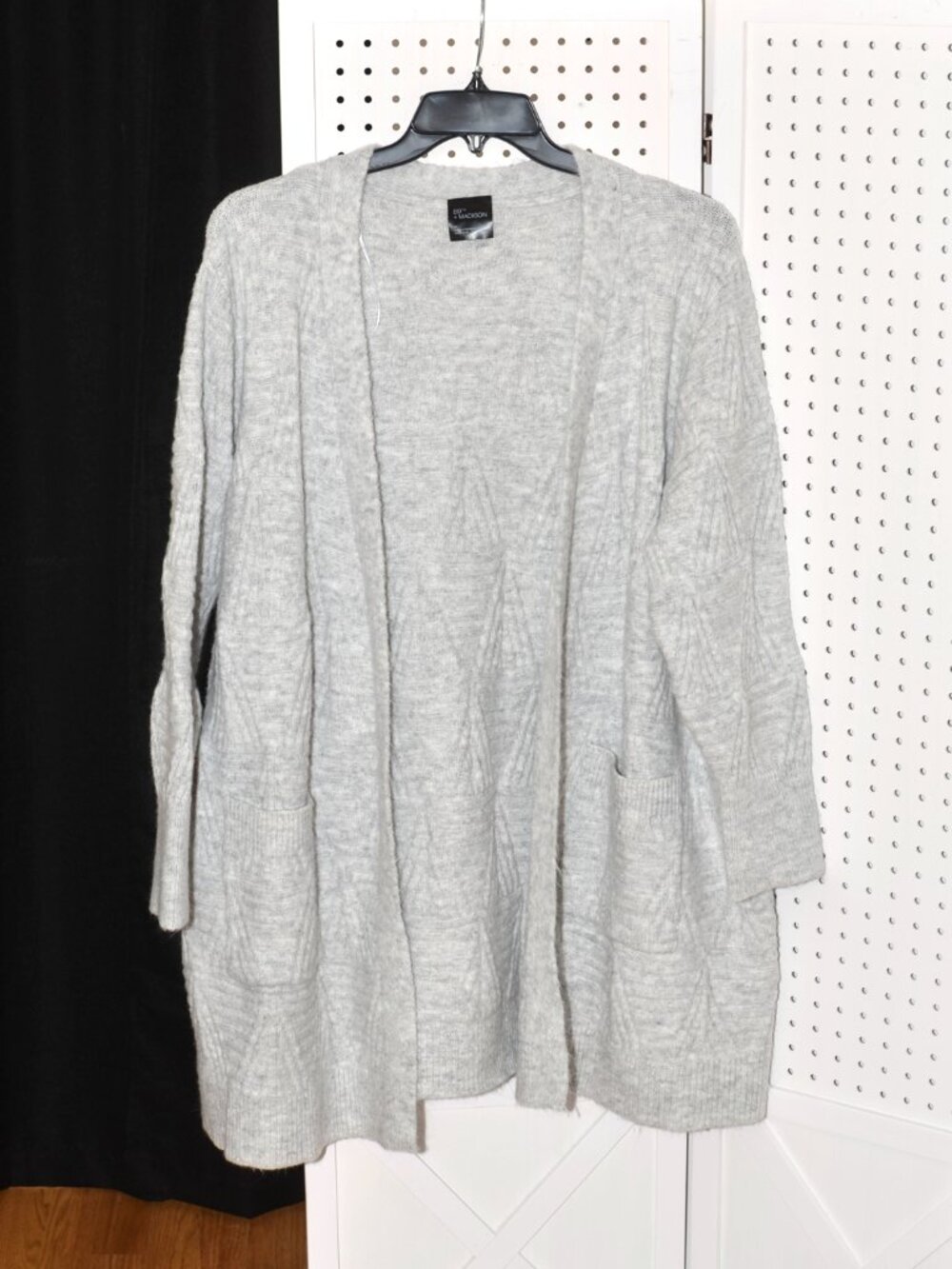 Plus Size 3X 89th + Madison Gray Open Front Duster Cardigan Knit Sweater Pockets